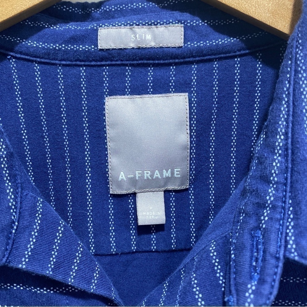 A-frame Mens Shirt L Blue Stripe Button Up Casual Soft 🌟 - Picture 2 of 6